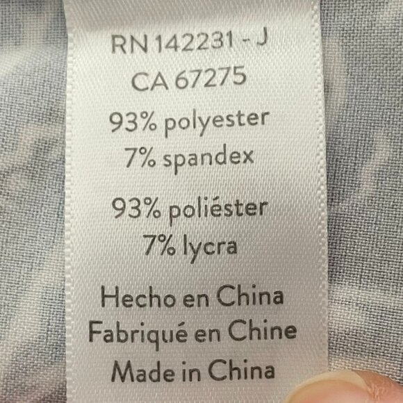 Rip Skirt Floral Polyester Spandex Wrap Skirt w Velcro Close Denim Blue White S - Picture 12 of 16